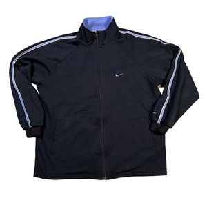 NIKE Dri-Fit Jacket Women's Full Zip Long Sleeve High Neck Sweatshirt Navy XL